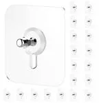 Zureni Self Adhesive Nails Wall Hooks Heavy Duty Strong Screw Mount Durable Water Resistant For Kitchen Bathroom Home Office Photo Frame Painted & Tile Surface (Pack Of 20, Transparent)