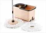 AMAR IMPEX Comfort Spin Mop with Wheels and Stainless Steel Wringer, Mopping System,2 Microfiber Refills -PEACH