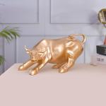 LETS CATCH UPP Geometric Bull Sculpture | Abstract Animal Figurine for Home Office Desk Decor | Modern Room Decoration Showpiece Handicraft | 10.5 Inch Length (Gold)