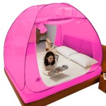 Maruti Enterprise Polyester Adults Washable Foldable Double Bed Net with Ventilation Visibility & safety from insect Mosquito Net (Pink, Tent)