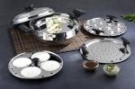 Steelcraft 6 Piece Multi Kadai with Stainless Steel Lid, 2 Idli Plates, 1 Dhokla Plate, 1 Patra Plate, 1 mini idli plate - Silver (Induction and Gas Stove Compatible)