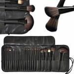 LANELLIE Beauty Soft Bristle Makeup Brush Set with Travel PU Leather Pouch Makeup Brush Set Black-24