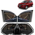 Kingsway Car Magnetic Sun Shades Curtains for Maruti Suzuki Ertiga, Model Year : 2018 - 2022, Half Cut in Front Window with Rear Windshield, Color : Black, Cotton Mesh, Complete Set of 7 Piece
