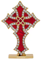 Caristo Christian Jesus Christ Holy Cross Symbol (ID-142) Red Metal Showpiece for Car Dashboard | Home Decor | Office Table Showpiece