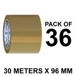 VCR Self Adhesive Brown Packing Cello Tape - 30 Meters in Length - 96mm / 4 Inch Width - 36 Rolls Per Pack - BOPP Industrial Packaging Tape for E-Commerce Box Packing, Office and Home use