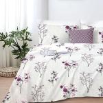 Jaipur Weaves Bedsheet Double Bed - 100% Pure Cotton Bed Sheet with 2 Pillow Covers, Super Soft Bedsheets Set, 90 x 100 Inches / 7.5ft x 8.3ft (Purple, White)