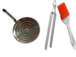 ElateGivers Stainless Steel Chapati Tuner, Roti Roster, Stream Boiler And Oil Brush (Set Of 3)