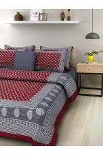 Monik Handicrafts Multicolor 144 TC Jaipuri Prints Cotton Queen Flat Bedsheet (240 x 220 cm)