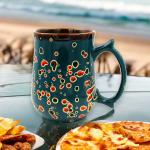 POTZO Vintage Barrel Shaped Splatter Art Edition Ceramic Coffee Mug (550 ml, Pack of 2)
