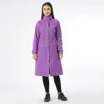 ZEEL Rain Coat for Women Waterproof High Neck Polyester Rainwear with Adjustable Drawstring and Pocket, Hooded Long Rain Coat Jacket with Belt,DIVA Purple XXL