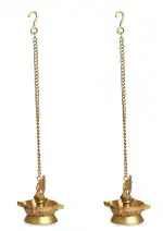 KESHTO Diya Brass Peacock Hanging (Set of 2) Pooja Oil Lamp Diya Peacock Hanging (Set of 2) Diya Brass Peacock Hanging ( Pack of 2) Peacock Hanging Diya Brass Pooja Room Decoration