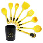 Amour Ultra Premium Silicon Kitchen Utensil 9 Piece Set, Silicone Cooking Utensil Set (Yellow)