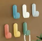MorivaHomes Self Adhesive Wall Hooks Waterproof Adhesive Sticky Round Hooks Hanging Capacity 3 KG Max Multipurpose Home Storage (Colorful Hook, Pack of 6 Pcs)