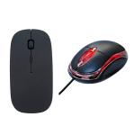 LAZYwindow Optical wired mouse & Wireless Bluetooth Mouse With Dongle And Adjustable DPI (Black)