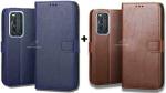 CASECRAFT Vivo V19,1933 Brown And Blue Artificial Leather, Rubber And Silicon Grip Case Mobile Back Cover (Pack of 2)