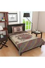 Monik Handicrafts Grey Cotton Single Bedsheet