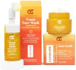 Grow Young Deep Cleansing Skin Care Set: Gentle Exfoliation, Clear Skin & Instant Brightness with Turmeric & Aloe Vera - Foam Wash (100 ml) + Face Scrub (100 gm)