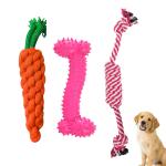 Emily Pets Dog Chew Toys Combo for Puppies and Small Dog Rubber Bone & Rope Dog Toy for Puppies (Color May Vary, Pack of 3)