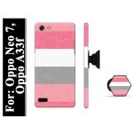 BUDDHU Horizontal Strips Hard Back Case with Mobile Holder, Pop socket for Oppo Neo 7, Oppo A33f