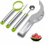 S.B.Anjali Shalu Bhai Watermelon Slicer Cutter Set, Fruit Carving Tools Knife, Melon Baller Scoop, Stainless Steel Fruit Corer Cutter Kit (Pack of 1)
