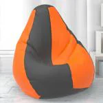 Biggie Bean Bag - Size : 3XL - Teardrop Bean Bags - Designed by : ScottyTravis London - Color: Dark Grey Orange - Bean Bag Cover - Best Bean Bag for Living Room - Luxury Bean Bag - Lounge Chair Latest Bean Bag