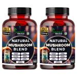 Humming Herbs Natural Mushroom Blend - 7-in-1 Immune Support Formula with Reishi, Chaga, Cordyceps Sinensis, Lion's Mane, Shiitake, Enoki, Oyster & Maitake Mushroom, 9300mg - 90 Capsules - Pack of 2