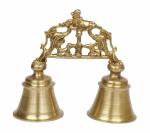 Kartique Modern Double Bell Handheld with Nandi on Top 7.6 x 7.6 x 15.2 cm