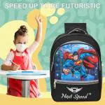 Next Speed Kids Superman School Bag for Boys, Waterproof School Bag, 18 L (Black)