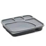 Pocheon - 5 Compartment Plates - 25 Pcs - Meal Tray with Lid for Home, Outdoor, Restaurant, Delivery