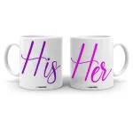 Cheeksy His &Amp; Her Quotes In Calligraphy Font Printed 300 Ml Set Of 2 Stylish Coffee Tea Mug For Couples,Husband-Wife,Girlfriend-Boyfriend,Anniversary,Wedding And Valentine Gift,Under 400