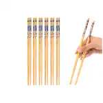 Hichaki 6 Pairs Natural Bamboo Reusable Chopsticks for Sushi, Noodles, Fried Rice | Japanese | Korean| Chinese | (24 cm, Brown)