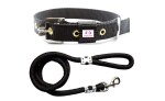 Hundur store Dog Neck Collar Belts and rope Set Waterproof for large dogs in black color