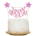Zyozique Happy Birthday Cake Topper - Glitter Pink Birthday Cake Topper Decorations, Suitable for Happy Birthday Sign, Birthday Party or Birthday Photo Booth Props