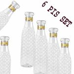 LOCOVA Diamond texture transperent bottle for School Set of 6