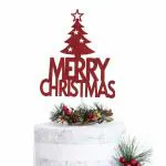 Festiko Merry Christmas Tree Cake Topper, christmas Cake Decoration with Glitter Topper