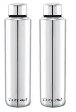 Tasty soul Stainless Steel Bottle 1 Litre | Leak Proof, Durable & Rust Proof | Office Bottle | Gym Bottle | Home Kitchen | Hiking | Treking | Travel - 1000 ml (Pack Of 2)
