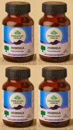 Organic India Moringa Capsule Ayurvedic Medicine (4 Packs, 60 Veg Capsule in Each Pack)