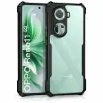 KISWA CUSTOME OPPO RENO 11 5G Back Cover | Crystal Clear Transparent Back | Ultra Hybrid | Full Camera Protection | Raised Edge | Bumper Back Case (Black)