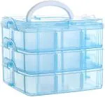 TVAT Jewellery Organisers Plastic 3 Layer 18 Grid Square Portable Transparent Storage Detachable Box Organizer Case For Jewelry Sewing Button Earrings Hair, Multi uses (PACK OF 1)