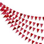Festiko 12 Flags Red Glitter Metallic Paper Triangle Banner Flag Pennant Bunting