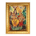 Hawai Gold Plated Shiv Parivar Photo Frame for Worship Use 8.5x7 inch SFDI00593_GLDFRM