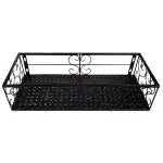 Livzing Iron Hanging Shelf Basket with Hooks, Balcony Flower Pot Plant Stand-Black