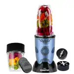 Kimatsu Nutri-Blend The Ultimate 550W Mixer, Grinder and Blender with Stainless Steel Blades and 2 Unbreakable Jars with 2 Detachable Blades | 3 Lids (Blue)