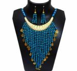 JAYA VISION ENTERPRISES Turquoise Color Wooden & Metal Beads Choker Necklace