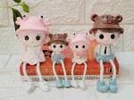 HOMESUTRAA Resin Love Hanging Legs Showpiece Family Sitting Doll (Pack of 4) 8.5 x 8.5 x 11 cm
