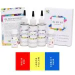 Kadam Tie Dye Kit With Face Mask And White T Shirt ,Unisex, Dye Fixative Included, Cold Fabric Dyeing (Combo 02 Dawn: Solid Red, Lemon Yellow, Cobalt