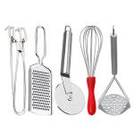 DreamBasket Pakkad & Cheese Grater & Egg Whisk & Pizza Cutter & Potato Masher for Kitchen