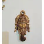 Akriti Brass Art Wares Metal Lord Ganesha Face Wall Hanging Showpiece (11 x 4.5 x 23 cm, 240 g, Small)