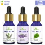 Homeda Tea Tree, Lavender and Rosemary Essential Oil (15ML each) for Hair Growth, Skin, Face, Body, Diffuser, Sleep, 100% Pure Aroma Essence Oil for Aromatherapy