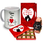 Midiron Love Gift Combo For Wife/Girlfriend/Special One|Anniversary Gift| Valentines,Birthday Gift Hamper With Handmade Chocolate Box, Printed Ceramic Coffee Mug & Love Greeting Card